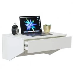 28.5 in. White Wall Mounted Office Computer Desk with Drawer by Basicwise 10 28.5 in. White Wall Mounted Office Computer Desk with Drawer by Basicwise -Basicwise Online Shop white basicwise floating desks qi003902 wt 4f 1000