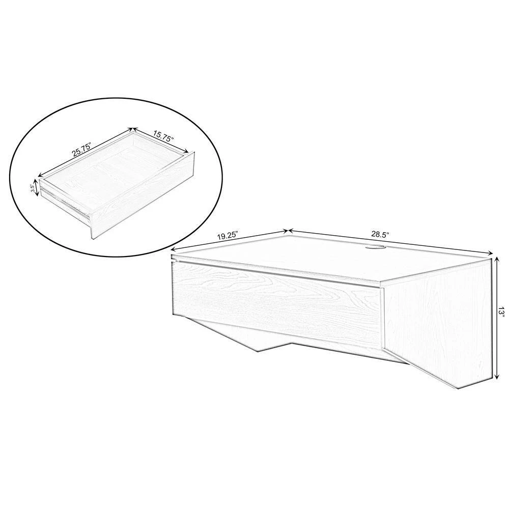28.5 in. White Wall Mounted Office Computer Desk with Drawer by Basicwise 7 28.5 in. White Wall Mounted Office Computer Desk with Drawer by Basicwise - Image 7