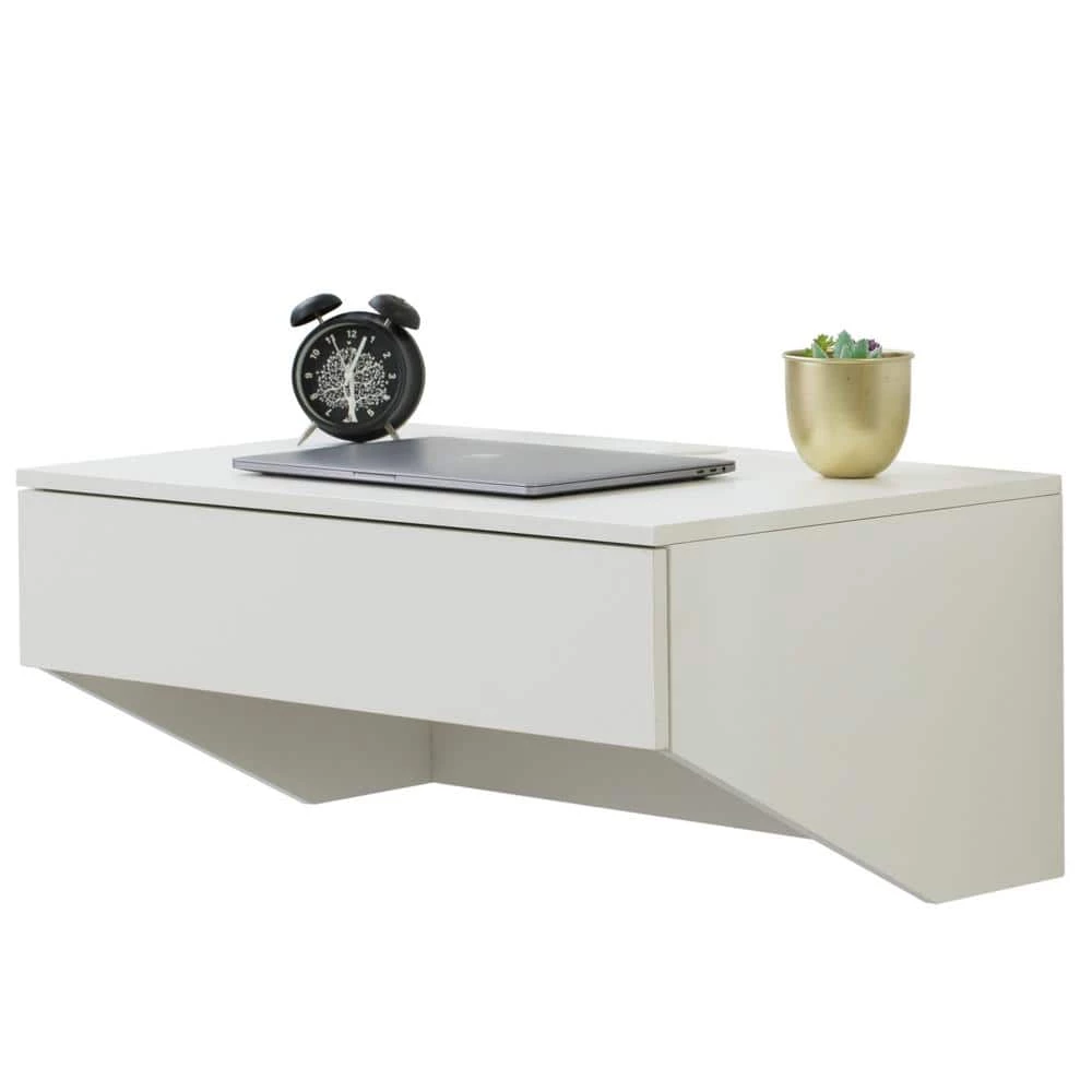 28.5 in. White Wall Mounted Office Computer Desk with Drawer by Basicwise 2 28.5 in. White Wall Mounted Office Computer Desk with Drawer by Basicwise - Image 2