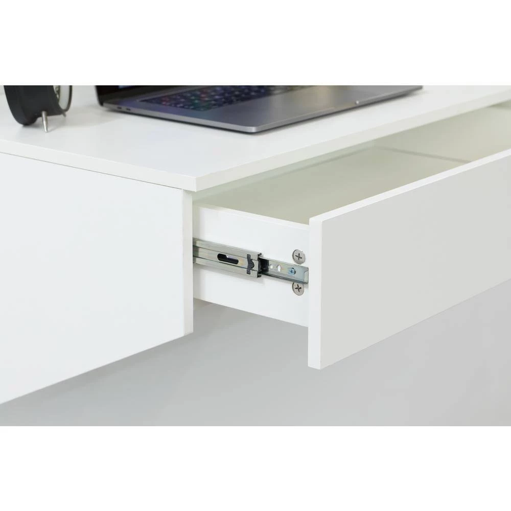 28.5 in. White Wall Mounted Office Computer Desk with Drawer by Basicwise 6 28.5 in. White Wall Mounted Office Computer Desk with Drawer by Basicwise - Image 6