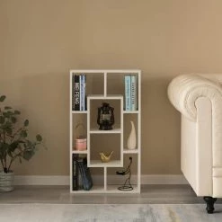 Modern 8-Tier Bookcase Wall Mount and Freestanding Storage Shelves For Decoration Display, White by Basicwise 8 Modern 8-Tier Bookcase Wall Mount and Freestanding Storage Shelves For Decoration Display, White by Basicwise -Basicwise Online Shop white basicwise kids bookshelves qi004420 wt 4f 1000