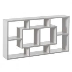 Modern 8-Tier Bookcase Wall Mount and Freestanding Storage Shelves For Decoration Display, White by Basicwise