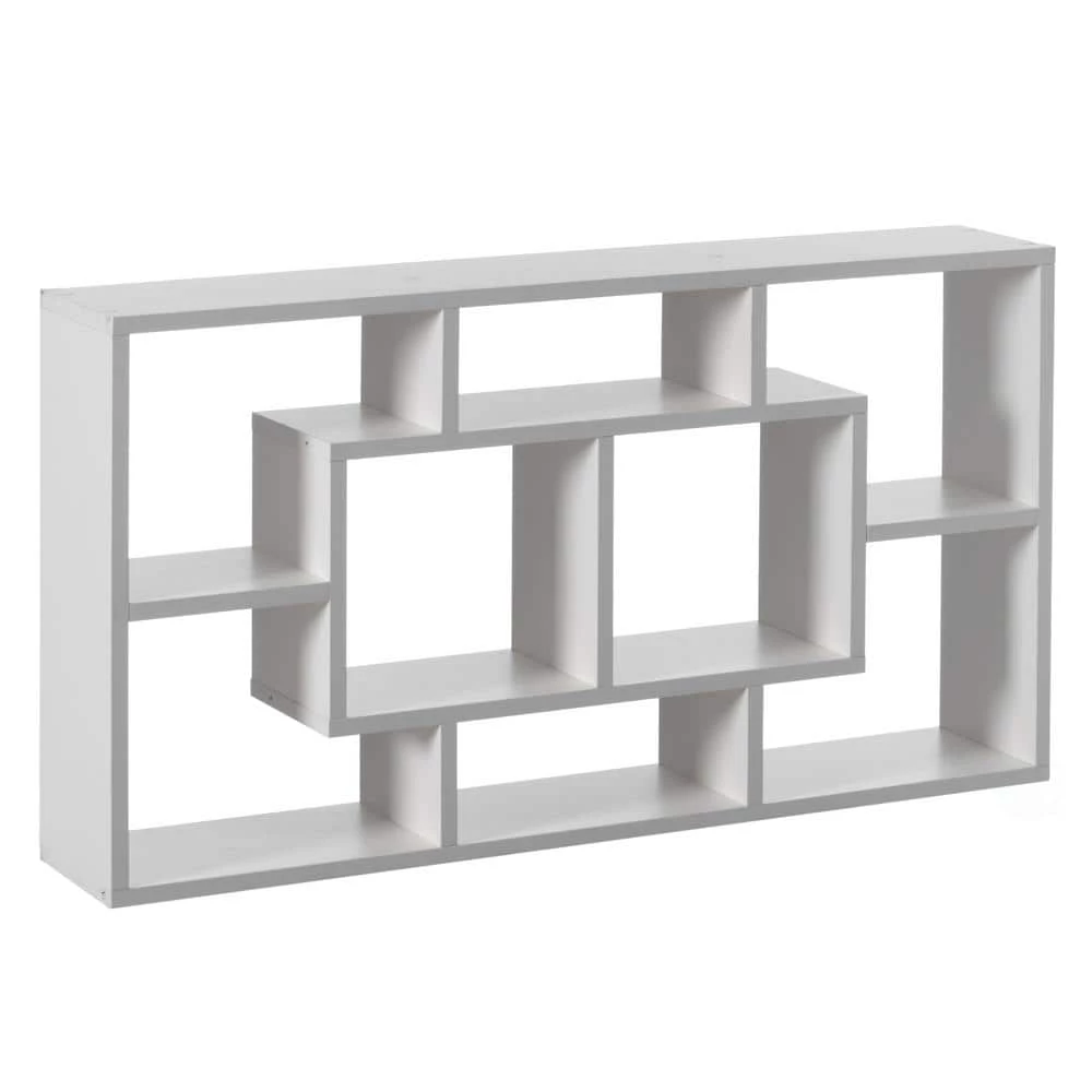 Modern 8-Tier Bookcase Wall Mount and Freestanding Storage Shelves For Decoration Display, White by Basicwise 1 Modern 8-Tier Bookcase Wall Mount and Freestanding Storage Shelves For Decoration Display, White by Basicwise