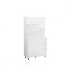 White Kitchen Pantry Storage Cabinet with Doors and Shelves by Basicwise