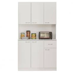 White Kitchen Food Pantry Storage Cabinet with Doors and Shelves by Basicwise -Basicwise Online Shop white basicwise pantry cabinets qi003952l 1f 1000