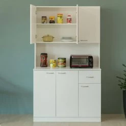 White Kitchen Food Pantry Storage Cabinet with Doors and Shelves by Basicwise -Basicwise Online Shop white basicwise pantry cabinets qi003952l c3 1000