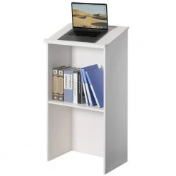 21.5 in. Rectangle White Wood Standing Desk Podium with Storage for Church, School, Office, or Home by Basicwise -Basicwise Online Shop white basicwise standing desks qi004421 wt 66 1000
