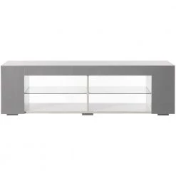 White Entertainment TV Stand with LED Lights and Glass Shelves with UV Frame, 52.75 in. W by Basicwise 11 White Entertainment TV Stand with LED Lights and Glass Shelves with UV Frame, 52.75 in. W by Basicwise -Basicwise Online Shop white basicwise tv stands qi004417l 1f 1000