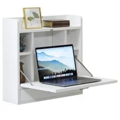 6.75 in. Rectangular White Wood 1-Drawer Laptop Desk With Wall Mount Folding Features by Basicwise -Basicwise Online Shop white basicwise writing desks qi004015 wt 1f 1000