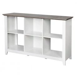 Finley 29.5 in. White/Gray Oak 6-Shelf Standard Bookcase by SAINT BIRCH