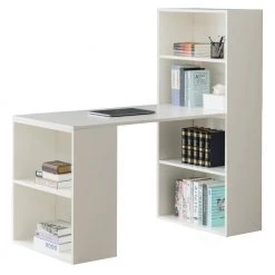 27 in. Rectangle White Large Wood Computer Writing Workstation Table with Combo Bookshelf Bookcase Desk by Basicwise -Basicwise Online Shop white large basicwise writing desks qi004018 wt l fa 1000