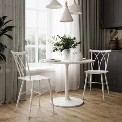 Ariel 32.7-Inch Metal Dining Chair, White -Set of 2 by Lifestyle Solutions -Basicwise Online Shop white lifestyle solutions accent chairs lsavls1wh 31 1000