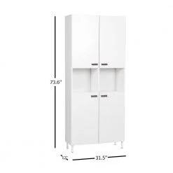 Miami 73.6 in. White 4-Shelf Standard Bookcase by SAINT BIRCH -Basicwise Online Shop white saint birch bookcases bookshelves sbak31918291 2s 1f 1000
