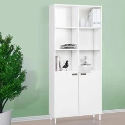 Miami 73.6 in. White 4-Shelf Standard Bookcase by SAINT BIRCH -Basicwise Online Shop white saint birch bookcases bookshelves sbak31918291 2s 31 1000