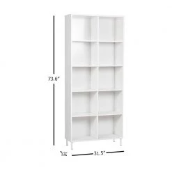Miami 73.6 in. White 10-Shelf Standard Bookcase by SAINT BIRCH -Basicwise Online Shop white saint birch bookcases bookshelves sbak3191bkww 1f 1000