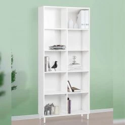 Miami 73.6 in. White 10-Shelf Standard Bookcase by SAINT BIRCH -Basicwise Online Shop white saint birch bookcases bookshelves sbak3191bkww 31 1000