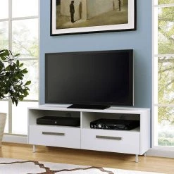 Miami 22.25 in. White Wood Grain TV Stand Fits TV's up to 32 in. by SAINT BIRCH -Basicwise Online Shop white wood grain saint birch tv stands sbak7300tvww 31 1000